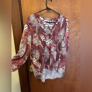 Elegant Women's Pink and White Blouse